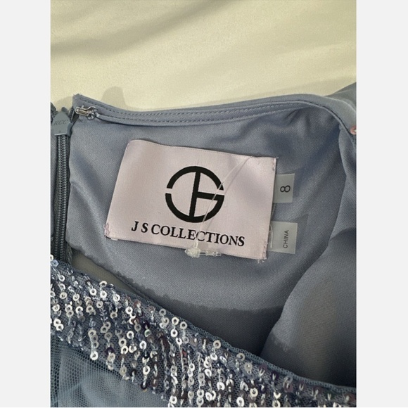 NEW $248 JS Collections [ 8 ] Sequin Hayden Knee Length Dress Denim‎ Blue - Picture 12 of 13